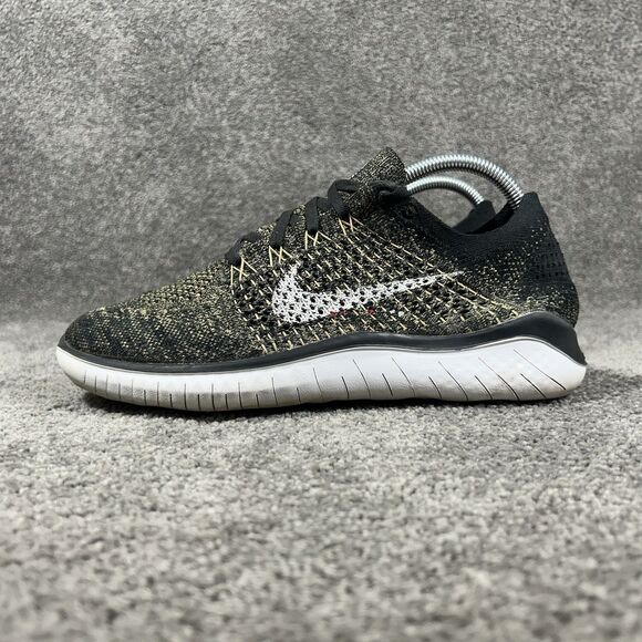 Nike Free RN Flyknit 2018 942838-005 Mens Size 8.5 Black Gold Running Shoes Used main image 6